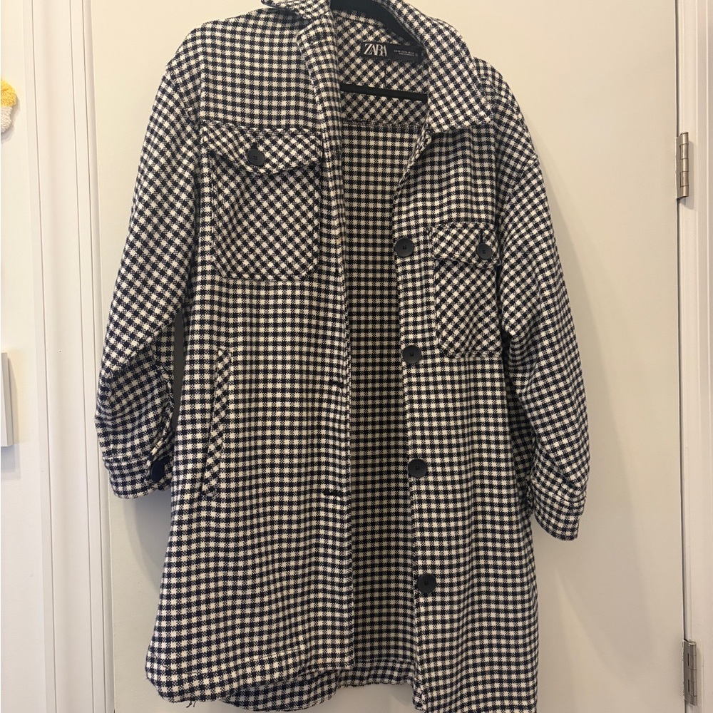 Zara Women's Black and White Gingham Utility Jacket